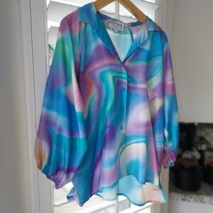 Johnny WAS Vibrant Multicolor SILK Blouse